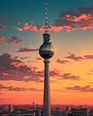 Vibrant Painting Depicting Berlins Architectural Icon, the Fernsehturm