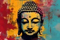 Buddha Head Painting on Colorful Background Royalty Free Stock Photo