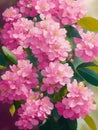 Vibrant painting inspired by pink flowers.