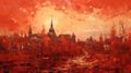 Detailed Red Colours In Sza Impressionist Style Painting