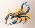 A vibrant painting of a scorpion with its tail arching up in an elegant shape Zodiac Astrology concept. AI generation