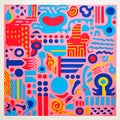 Abstract Pink Patterned Image With Vibrant Shapes - Bold Tile Design