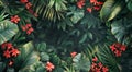 Vibrant Painting of Tropical Plants and Flowers