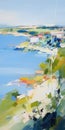 Vibrant Painting Of Water View In The Style Of Josef Kote