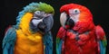 A vibrant pair of macaws