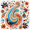 Energetic Watercolor Vector Illustration With Playful Paisley Design