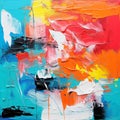 Vibrant Palette Knife Painting With Contrasting Colors