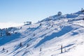 Vibrant panorama of the slopes at ski resort Kopaonik, Serbia, snow trees, blue sky Royalty Free Stock Photo