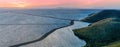 Vibrant Panoramic Sunset over San Francisco Bay via Coyote Hills Regional Park Royalty Free Stock Photo