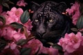 Vibrant Panther head pink flowers. Generate Ai