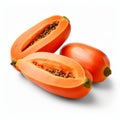 Vibrant Papaya Slices On White Background - Bold And Intense Coloration