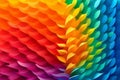 Vibrant paper art style shapes arranged in the form of a pride rainbow, representing inclusivity and diversity. background layers