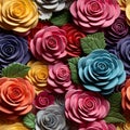 Vibrant Paper Flower Wall: Realistic, Detailed, Colorful Woodcarvings