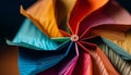 Vibrant paper wheel turning in colorful wind generated by AI