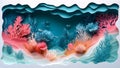 Vibrant Papercut Ocean Coral Reef Scene Royalty Free Stock Photo