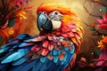 Vibrant Parrot AI Print Cubism