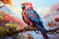 Vibrant Parrot AI Print Landscape Painting