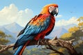 Vibrant Parrot AI Print Landscape Painting