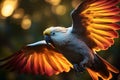 Vibrant parrot amid the forest, an AI generated visual spectacle
