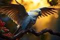 Vibrant parrot amid the forest, an AI generated visual spectacle