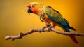 Vibrant Parrot On Branch: Uhd Photo With Chromatic Harmony
