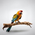 Vibrant parrot on branch.