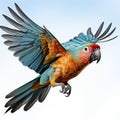 Vibrant parrot on branch.