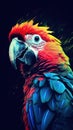 Vibrant Parrot in Glitch Art Style on Dark Background AI Generated