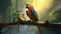 Enchanting Parrot: Symbolism Illustration In Spatial Concept Art Style