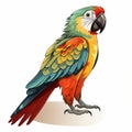 Vibrant Parrot Logo: Colorful Caricature And Hyper-realistic Illustration