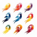 Vibrant Parrot Logos Collection With Dynamic Bird Wing Vector Design Royalty Free Stock Photo