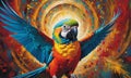 A vibrant parrot painted with oil