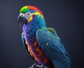 A vibrant parrot perched on a branch, showcasing its colorful feathers