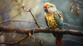 Vibrant Parrot Perched On Tree Branch - Zbrush Precisionist Art