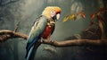 Colorful Parrot In Foggy Forest: A Hyper-detailed Rendering