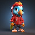 Urban Street-savvy 3d Cartoon Parrot Character