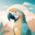 Vibrant Parrot in Tropical Setting with Mountains and Clouds Royalty Free Stock Photo