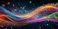 Vibrant Particle Flow A Dynamic Visualization of Big Data Processing showcasing complex algorithms and data streams in Royalty Free Stock Photo