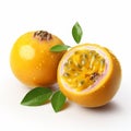 Vibrant Passion Fruit Artwork On White Background