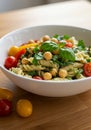 Vibrant Pasta Salad with Chickpeas and Cherry Tomatoes Royalty Free Stock Photo
