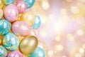 Vibrant pastel Easter eggs with a sparkle, adding joy to spring celebrations Royalty Free Stock Photo