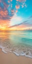 Vibrant Pastels: A Turquoise Sunrise At The Ocean Horizon