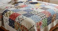 Vibrant Patchwork Quilt on a Bed Royalty Free Stock Photo