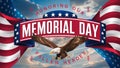 A vibrant and patriotic banner celebrating Memorial Day. The banner features an American flag