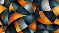 Vibrant pattern featuring geometric orange and blue shapes creating a dynamic visual experience Seamless Texture