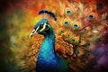 Vibrant Peacock bird art beauty. Generate Ai