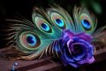 Vibrant Peacock feather flowers. Generate Ai