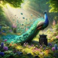 A vibrant peacock. generative ai