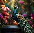 A vibrant peacock. generative ai