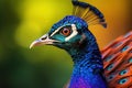 Vibrant Peacock head bird. Generate Ai